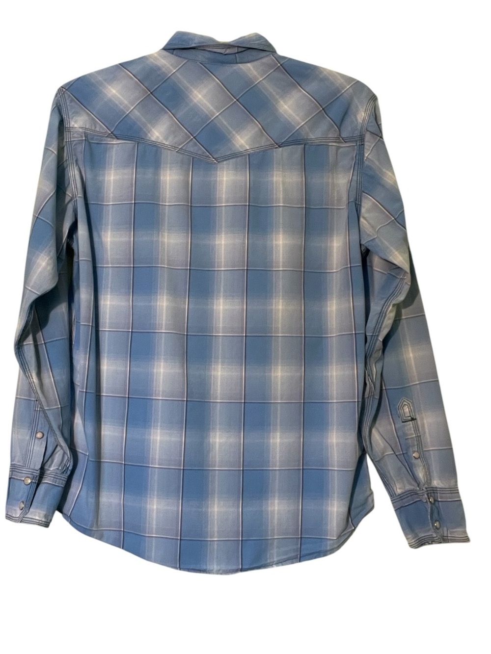 Wrangler Blue Plaid Western Button-Down Shirt. Size large GUC - Picture 4 of 9
